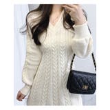 Vネックニットワンピースショート丈 レディース ケーブルニット | VIVID LADY | 詳細画像11