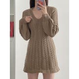 Vネックニットワンピースショート丈 レディース ケーブルニット | VIVID LADY | 詳細画像12