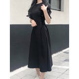 ブラック | コルセットサイドスリット半袖ロングワンピース 韓国 春夏 | VIVID LADY