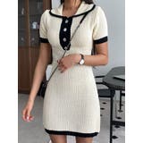 スリムにボディーラインを包み込むニットワンピース 半袖 韓国 | VIVID LADY | 詳細画像7 