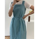 前スリットサロペットロングワンピースウエスト紐付き 韓国 ウエスト紐あり | VIVID LADY | 詳細画像16