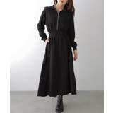 ブラック | ハーフジップ スウェットワンピース | VIVID LADY