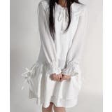 アイボリー | サイドリボン ティアード ノースリーブワンピース | VIVID LADY