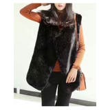 ブラック | シンプルなデザインのファーベスト レディース エコファー | VIVID LADY