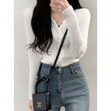 アイボリー | パステルカラー リブ vネック | VIVID LADY