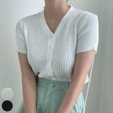 シンプルなVネックリブニットカーディガン 夏アウター レディース | VIVID LADY | 詳細画像1