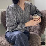 ツイードvネックパフシャーリングジャケットレディース 秋 ツイード | VIVID LADY | 詳細画像1