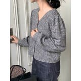 ツイードvネックパフシャーリングジャケットレディース 秋 ツイード | VIVID LADY | 詳細画像3