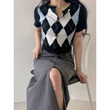 アーガイル柄半袖カーディガンニット クロップド丈 アウター半袖 | VIVID LADY | 詳細画像9