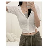 フード付き半袖ジップアップジャケット クロップド丈 サイドスリット入りアウター | VIVID LADY | 詳細画像10