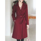 ワイン | ベーシックスリムロングコート レディース アウター | VIVID LADY
