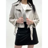 ダークアイボリー | 春ベルト付きレザージャケット 全4色 レディース | VIVID LADY