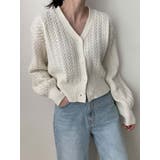 クリーム | 櫛のパターンニットカーディガン 全5色 レディース | VIVID LADY