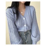 パープル | 櫛のパターンニットカーディガン 全5色 レディース | VIVID LADY