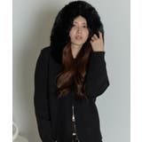 ブラック | ファー付 ニットフードカーディガン | VIVID LADY