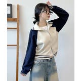 配色ラグラン ケーブルスリーブ ショート丈ダブルジップニット | VIVID LADY | 詳細画像11 