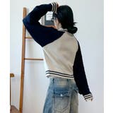 配色ラグラン ケーブルスリーブ ショート丈ダブルジップニット | VIVID LADY | 詳細画像12 