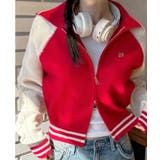 配色ラグラン ケーブルスリーブ ショート丈ダブルジップニット | VIVID LADY | 詳細画像13 