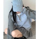 配色ラグラン ケーブルスリーブ ショート丈ダブルジップニット | VIVID LADY | 詳細画像1 