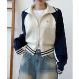 配色ラグラン ケーブルスリーブ ショート丈ダブルジップニット | VIVID LADY | 詳細画像6 