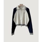 配色ラグラン ケーブルスリーブ ショート丈ダブルジップニット | VIVID LADY | 詳細画像26 