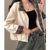 チェック柄ライナー付き ショート丈ブルゾン | VIVID LADY | 詳細画像1