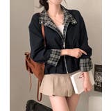 チェック柄ライナー付き ショート丈ブルゾン | VIVID LADY | 詳細画像11