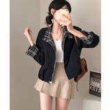 チェック柄ライナー付き ショート丈ブルゾン | VIVID LADY | 詳細画像13