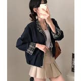 チェック柄ライナー付き ショート丈ブルゾン | VIVID LADY | 詳細画像14