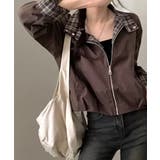 チェック柄ライナー付き ショート丈ブルゾン | VIVID LADY | 詳細画像18