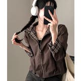 チェック柄ライナー付き ショート丈ブルゾン | VIVID LADY | 詳細画像20