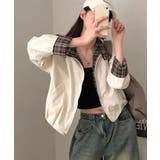 チェック柄ライナー付き ショート丈ブルゾン | VIVID LADY | 詳細画像6