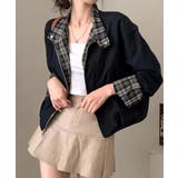 チェック柄ライナー付き ショート丈ブルゾン | VIVID LADY | 詳細画像8