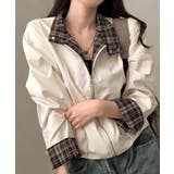 アイボリー | チェック柄ライナー付き ショート丈ブルゾン | VIVID LADY