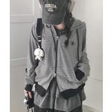 ボーダー柄 フード付きダブルジップパーカー | VIVID LADY | 詳細画像2 