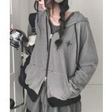 ブラック | ボーダー柄 フード付きダブルジップパーカー | VIVID LADY