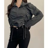 チャコールグレー | ダブルシャーリング スタンドネック ショート丈ブルゾン | VIVID LADY