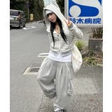 耳付きフード ボーダー ダブルジップショートパーカー | VIVID LADY | 詳細画像12 