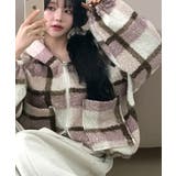 チェック柄 もこもこボア フーディーブルゾン | VIVID LADY | 詳細画像1