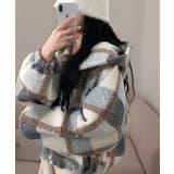 チェック柄 もこもこボア フーディーブルゾン | VIVID LADY | 詳細画像6