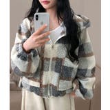 チェック柄 もこもこボア フーディーブルゾン | VIVID LADY | 詳細画像8