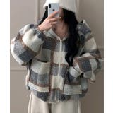チェック柄 もこもこボア フーディーブルゾン | VIVID LADY | 詳細画像14