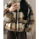 チェック柄 もこもこボア フーディーブルゾン | VIVID LADY | 詳細画像15