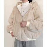 ベージュ | リバーシブル フード付きボリュームブルゾン ジャケット | VIVID LADY