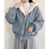 ライトブルー | リバーシブル フード付きボリュームブルゾン ジャケット | VIVID LADY