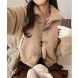 ベージュ | 2WAYリバーシブル ボア&キルティングアウター | VIVID LADY