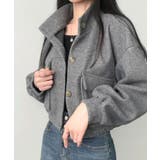 グレー | パフスリーブ ショート丈 スタンドネックブルゾン | VIVID LADY