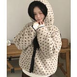 ベージュ | ドットボアフード付きアウター | VIVID LADY
