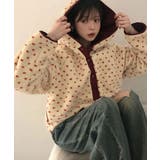 ワイン | ドットボアフード付きアウター | VIVID LADY