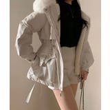 アイボリー | ファー付 ドロスト ダウンジャケット | VIVID LADY